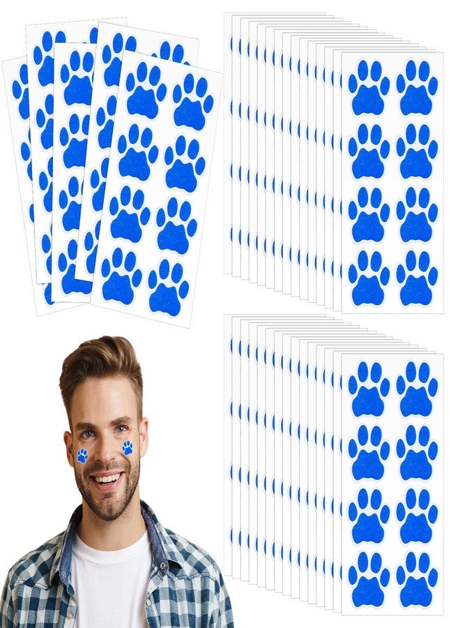 Fullhawl 120 Pairs Blue Eye Black Bulk Tiger Paw Football Stickers Sport Glitter Eyeblack Sticker Team Spirit Accessories for University College Game Day Sports Fans Themed Party Supplies - Image 1